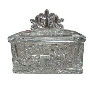 Luminarc Snowflake Glass Candy Dish w/Lid Holiday Magic VINTAGE Christmas